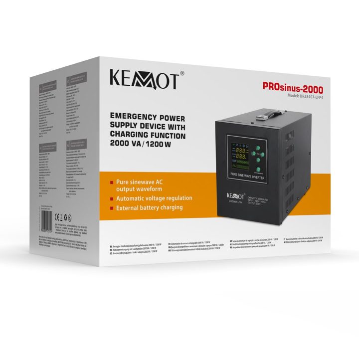 KEMOT PROsinus-2000 emergency power supply unit – a pure sine wave inverter with a 12V charging function 230V 2000VA/1200W