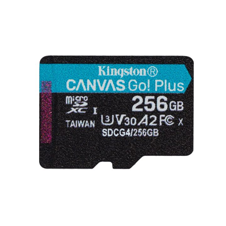 Kingston Technology 256GB microSDXC Canvas Go Plus Gen4 200MB/s A2 U3 V30 Card + Adapter