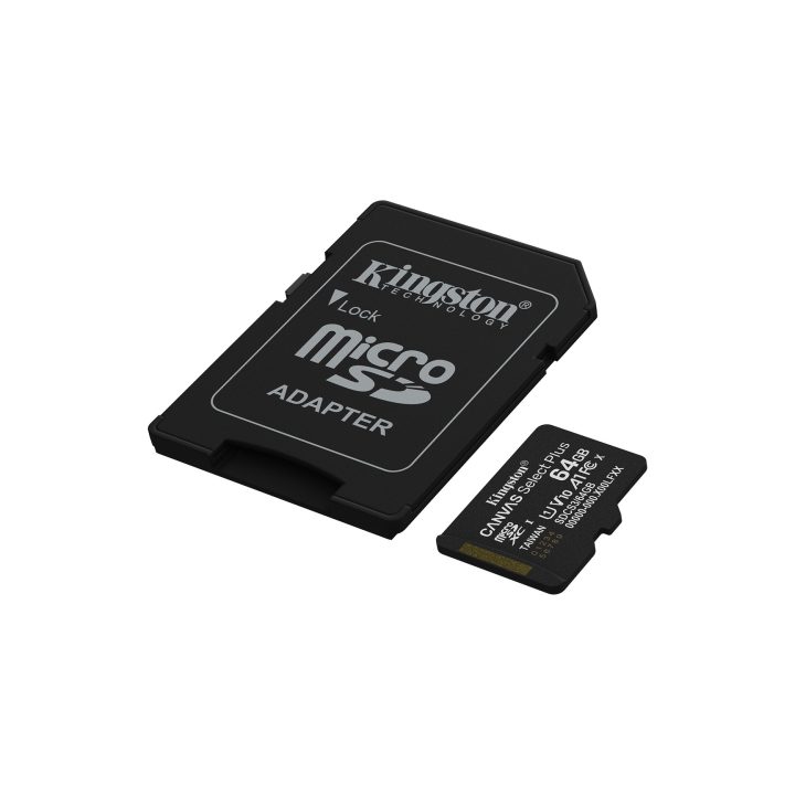 Kingston Technology 64GB microSDXC Canvas Select Plus Gen3 100MB/s A1 Card + Adapter