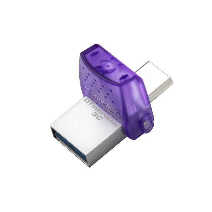 Kingston Technology DataTraveler microDuo 3C USB flash drive 64 GB USB Type-A / USB Type-C 3.2 Gen 1 (3.1 Gen 1) Purple Stainles