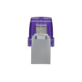 Kingston Technology DataTraveler microDuo 3C USB flash drive 64 GB USB Type-A / USB Type-C 3.2 Gen 1 (3.1 Gen 1) Purple Stainles