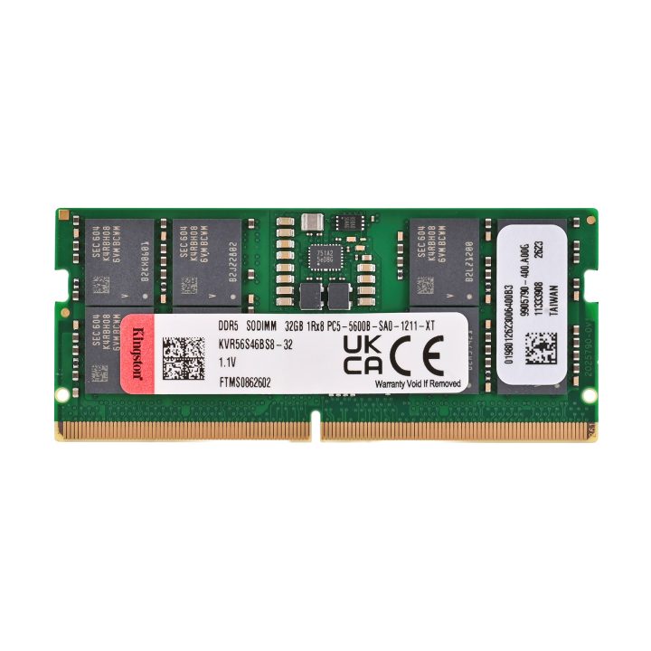 Kingston Technology KVR56S46BS8-32 memory module 32 GB 1 x 32 GB DDR5 5600 MT/s 262-pin SO-DIMM