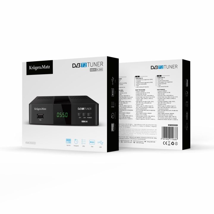 Kruger&Matz DVB-T2 H.265 HEVC Tuner KM0550D