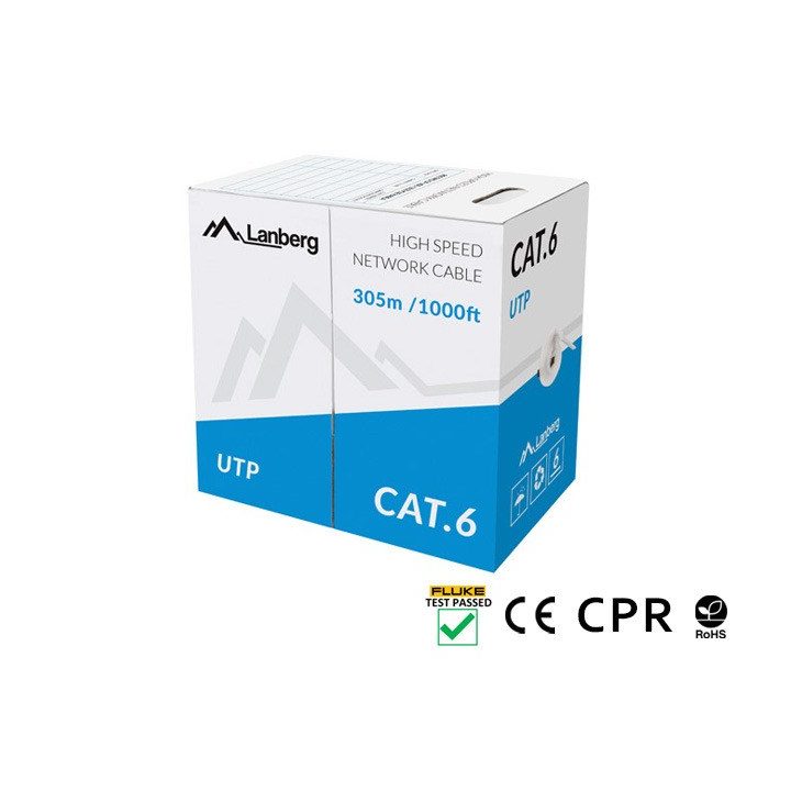 LANBERG CABLE UTP CAT.6 305M WIRE CU GRAY