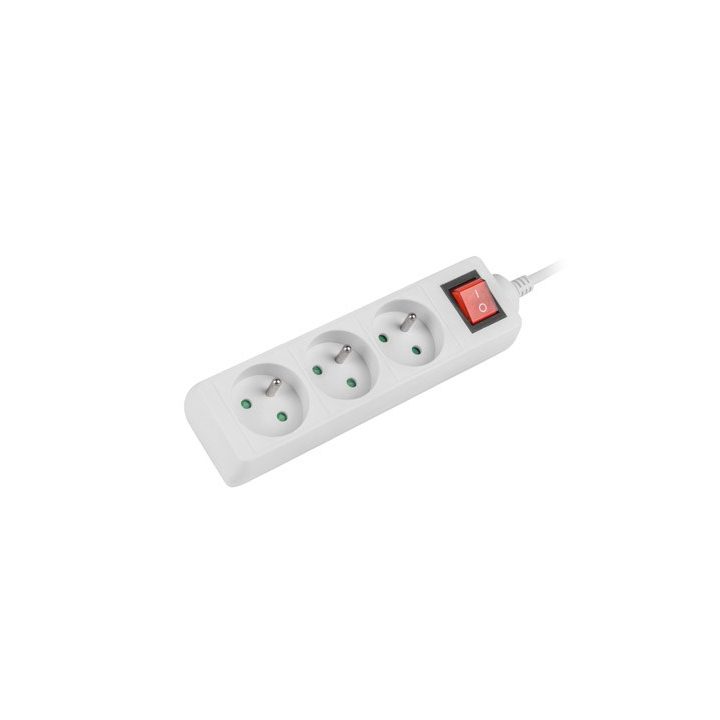 LANBERG POWER STRIP 3M WHITE 3X 230V PL WITH SWITCH