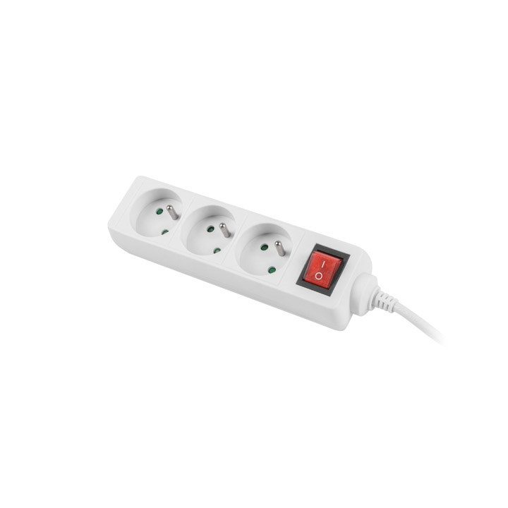 LANBERG POWER STRIP 3M WHITE 3X 230V PL WITH SWITCH