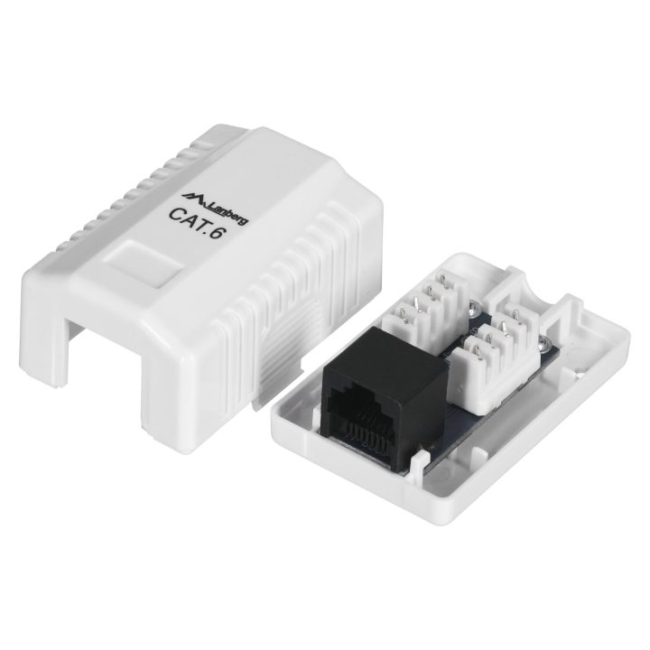 LANBERG SURFACE MOUNTING SOCKET CAT.6 1XRJ45 WHITE