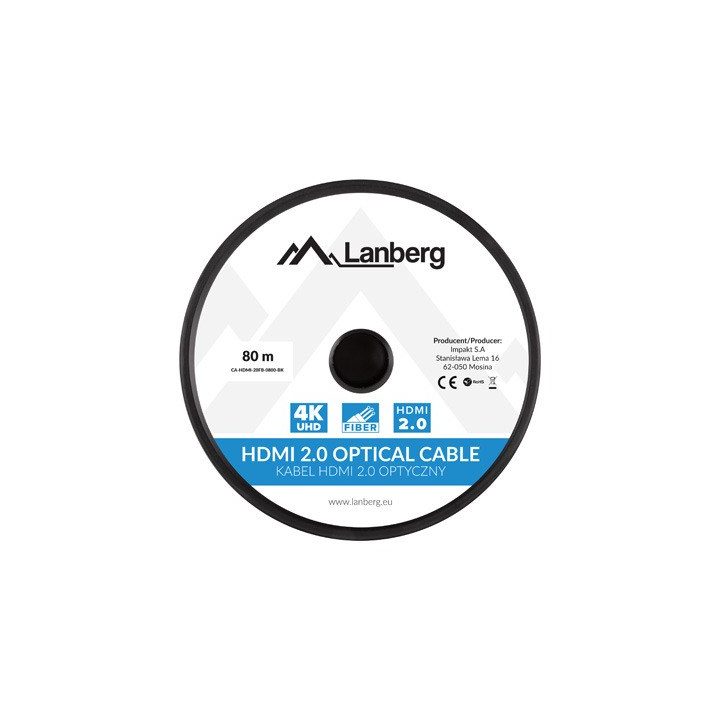 Lanberg CA-HDMI-20FB-0800-BK optical cable HDMI M/M 80m v2.0 4K AOC