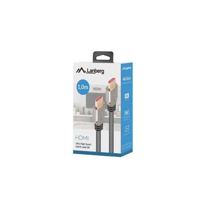 Lanberg CA-HDMI-30CU-0010-BK cable HDMI 1m HDMI Typu A (Standard) 8K 60Hz