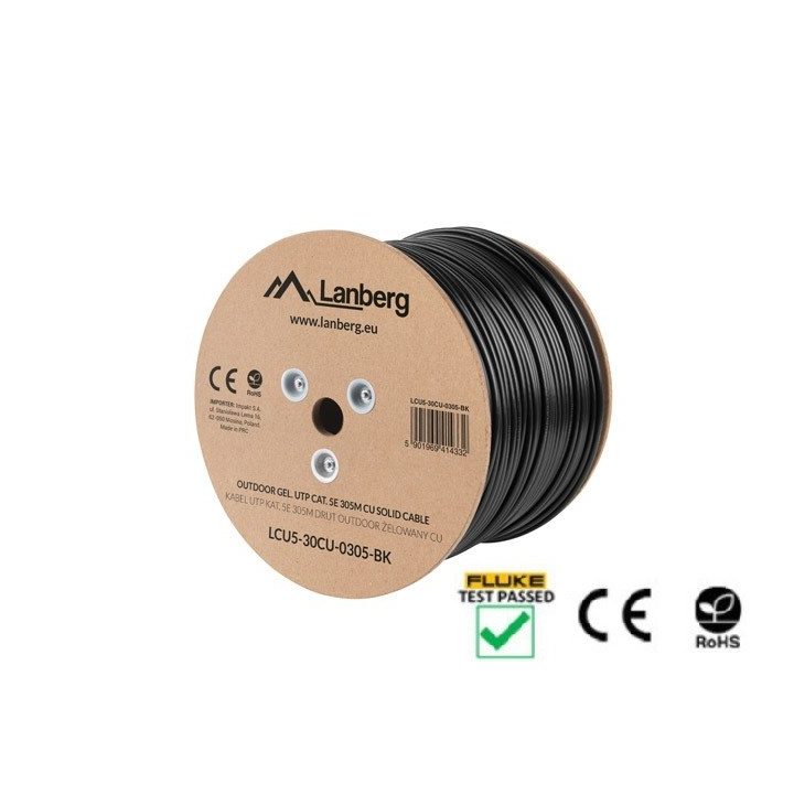 Lanberg LCU5-30CU-0305-BK networking cable 305 m Cat5e U/UTP (UTP) Black outdoor