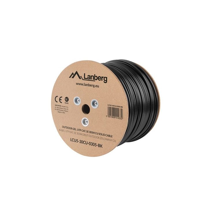 Lanberg LCU5-30CU-0305-BK networking cable 305 m Cat5e U/UTP (UTP) Black outdoor