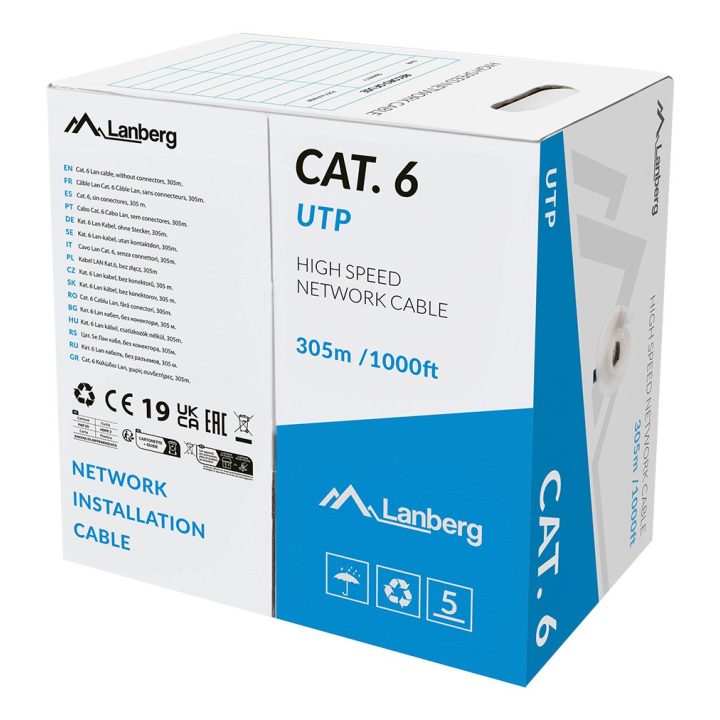 Lanberg LCU6L-11CU-0305-S networking cable Grey 305 m Cat6 U/UTP (UTP) Round