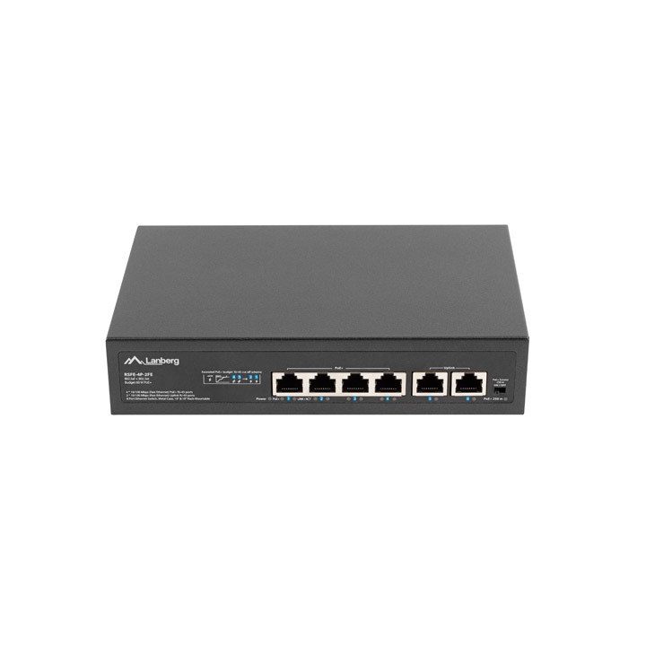 Lanberg Switch PoE+ Rack 10 /19 RSFE-4P-2FE-60