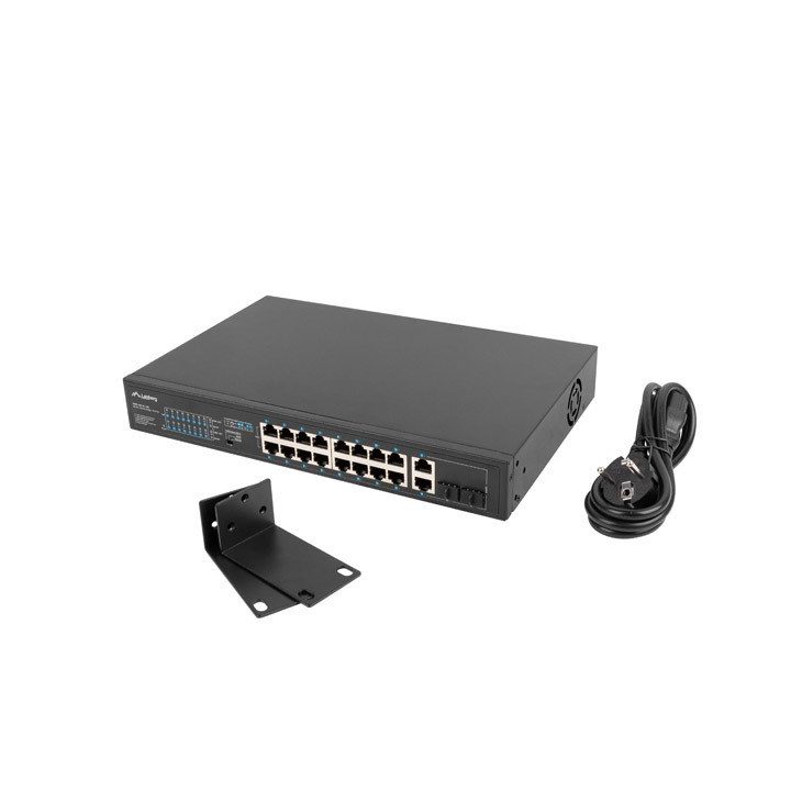 Lanberg Switch rack 19 POE+ 16x 100MB /2X COMBO GIGABIT ETHERNET 150W