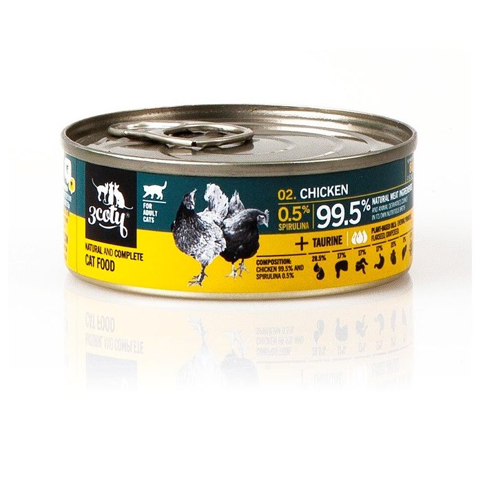 3COTY Chicken with spirulina - wet cat food - 80g
