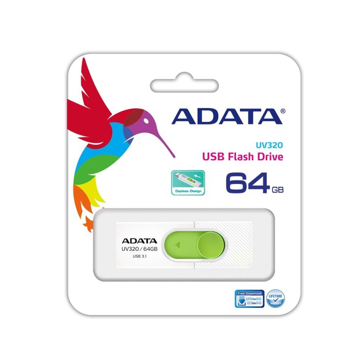 ADATA UV320 USB flash drive 64 GB USB Type-A 3.2 Gen 1 (3.1 Gen 1) Green White