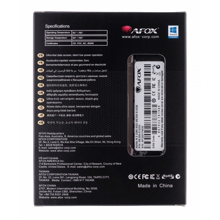 AFOX SSD M.2 PCI-EX4 512GB TLC 1 7 GB/S NVME