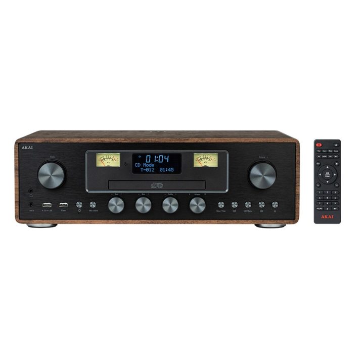 AKAI AM-100 RHAPSODY Stereo system 30W RMS Bluetooth 5.0 DAB+/FM CD/USB AUX brown black