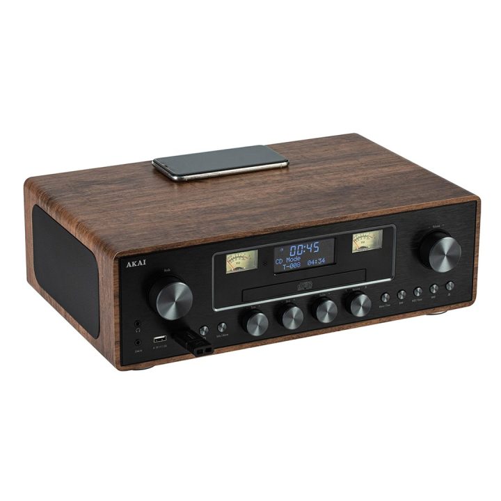 AKAI AM-100 RHAPSODY Stereo system 30W RMS Bluetooth 5.0 DAB+/FM CD/USB AUX brown black