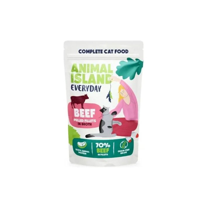 ANIMAL ISLAND Beef in broth - wet cat food - 40x85g