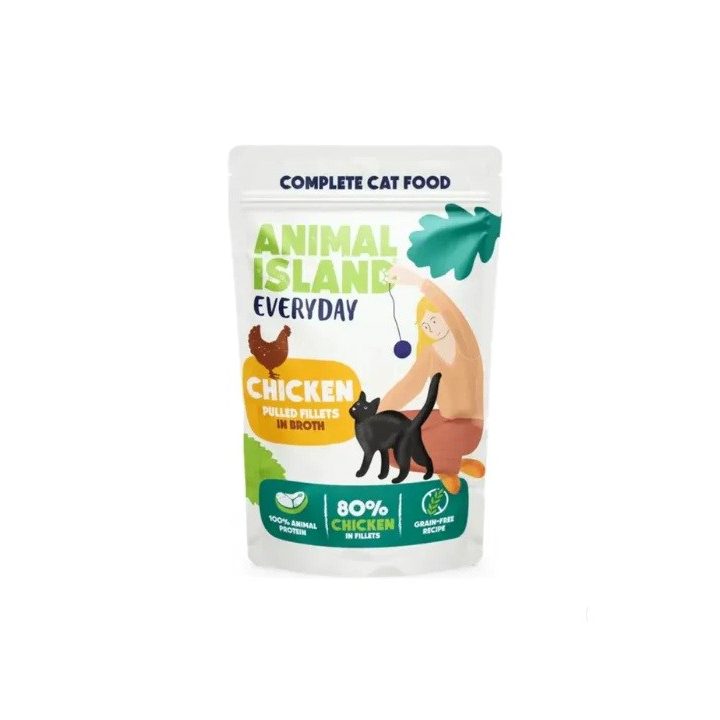 ANIMAL ISLAND Chicken in broth - wet cat food - 40x85g