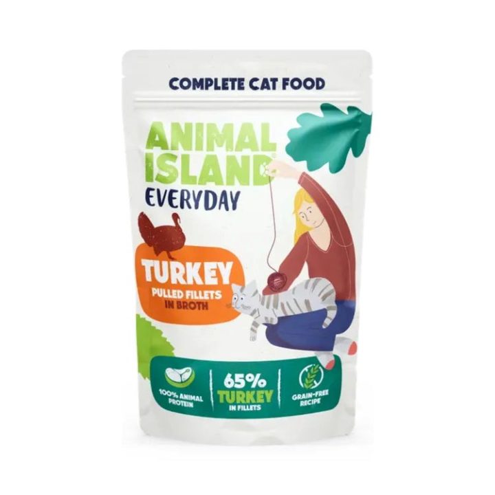 ANIMAL ISLAND Everyday Beef chicken turkey and white fish fillets in broth - wet cat food - 40 x 85g