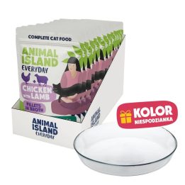 ANIMAL ISLAND Everyday Chicken with lamb in broth Box - wet cat food - 12x85g + free plate