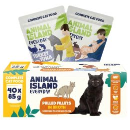 ANIMAL ISLAND Everyday Fillets in broth Turkey with tuna and Veal with rabbit Box - wet cat food - 40x85g