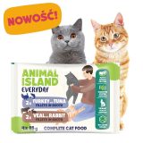 ANIMAL ISLAND Veal with rabbit and Turkey with tuna Fillets in broth - wet cat food - 4x85g