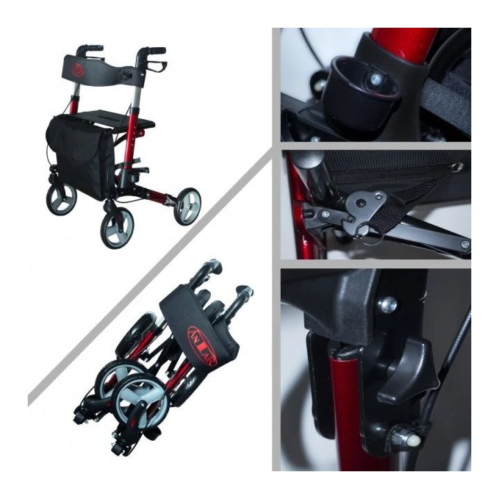 Aluminium four-wheel walker AT51006