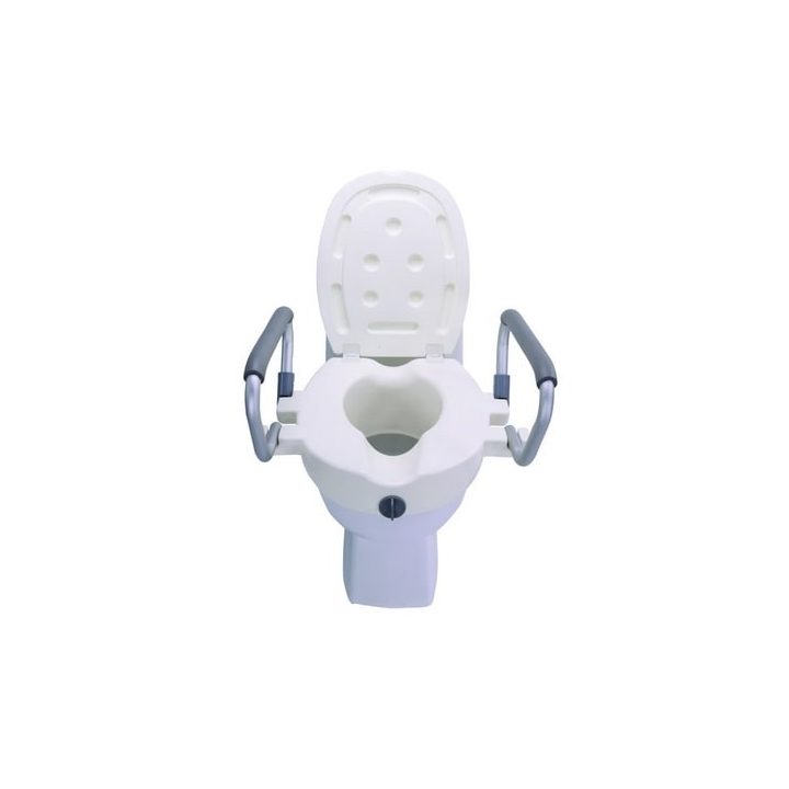 Raising toilet seat with foldable handrails AT51205