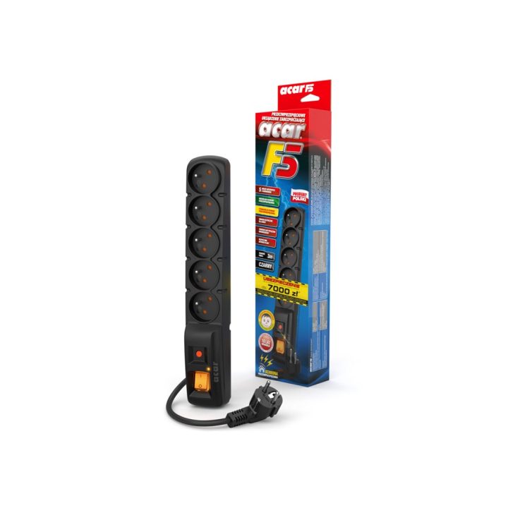 ACAR F5 Black 5 AC outlet(s) 230 V 3 m