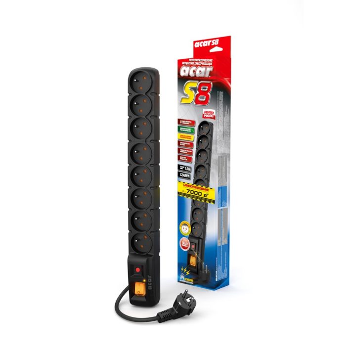 ACAR S8 Black 8 AC outlet(s) 230 V 5m