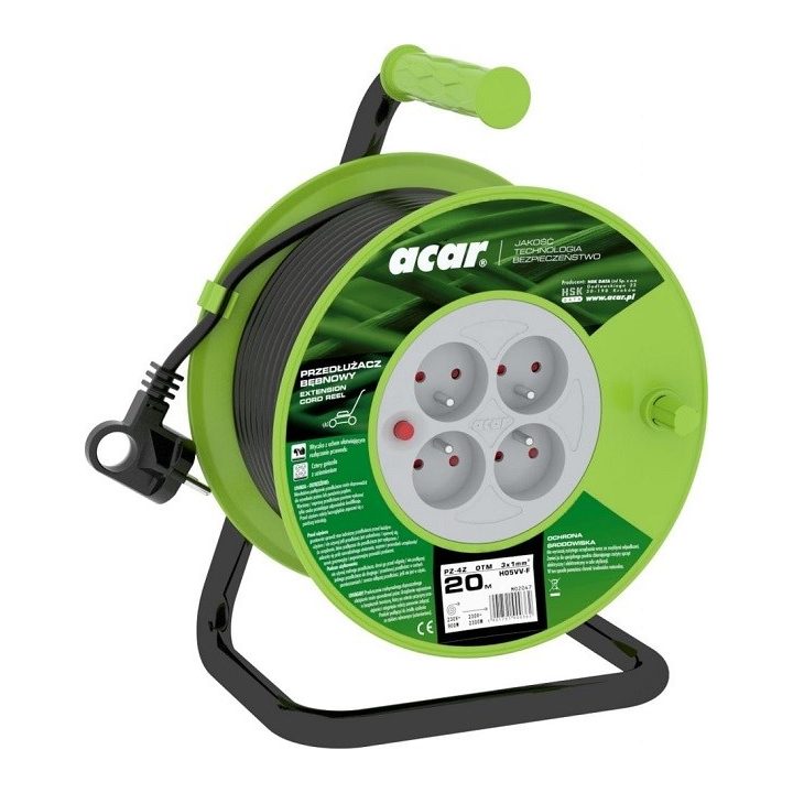 Acar PZ-4Z/OTM H05VV-F 3G1.0 20M Retractable extension cable