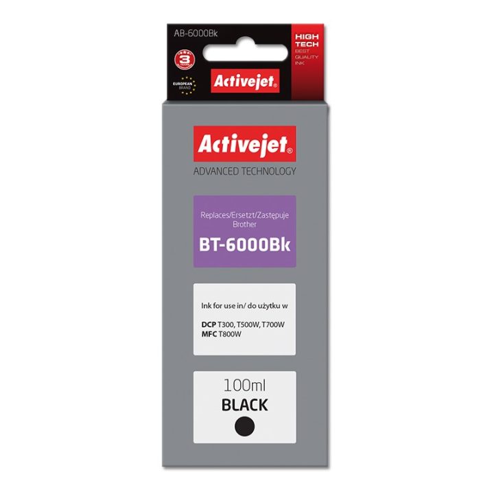 Activejet AB-6000Bk Ink Bottle (Replacement Brother BT-6000BK Supreme 100 ml black)