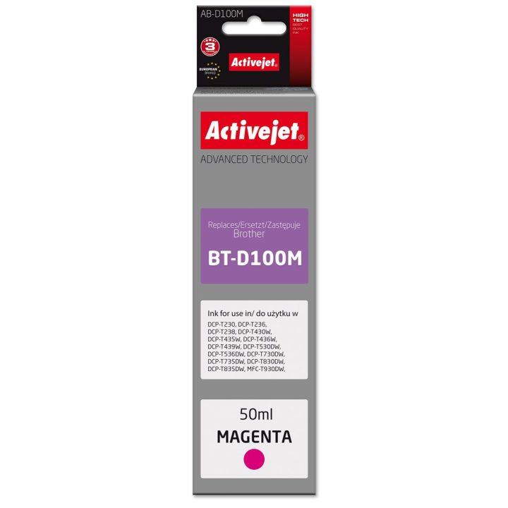 Activejet AB-D100M Ink cartridge for Brother printers replacement for Brother BT-D100M Supreme 50 ml magenta