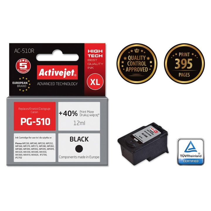 Activejet AC-510R Ink cartridge (replacement for Canon PG-510 Premium 12 ml black)