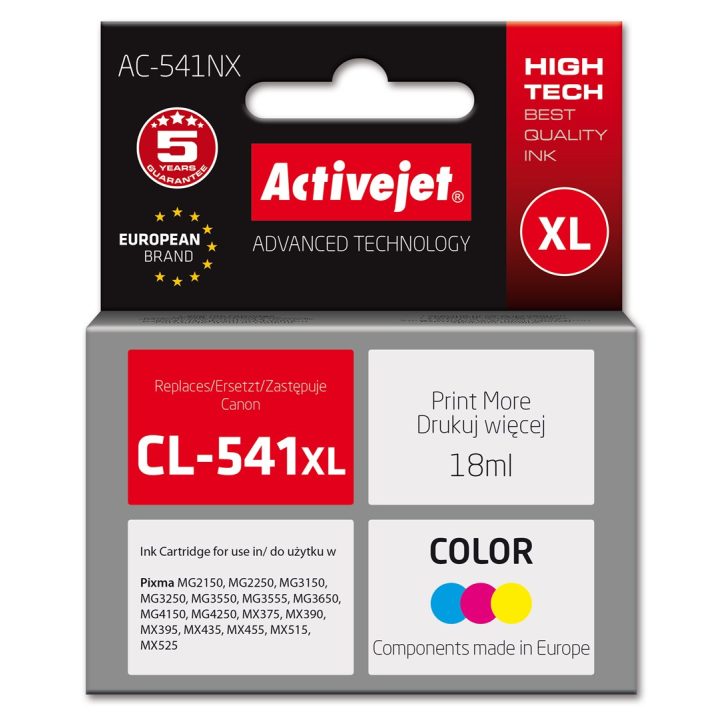 Activejet AC-541NX ink for Canon printer (replacement Canon CL-541XL) Supreme 18 ml cyan yellow magenta