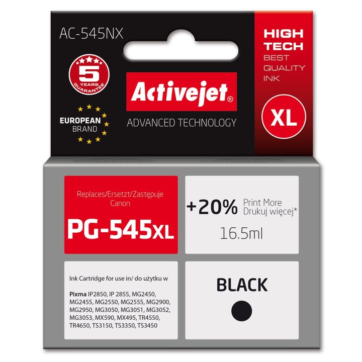 Activejet AC-545NX Ink (replacement for Canon PG-545XL Supreme 16.5ml Black)