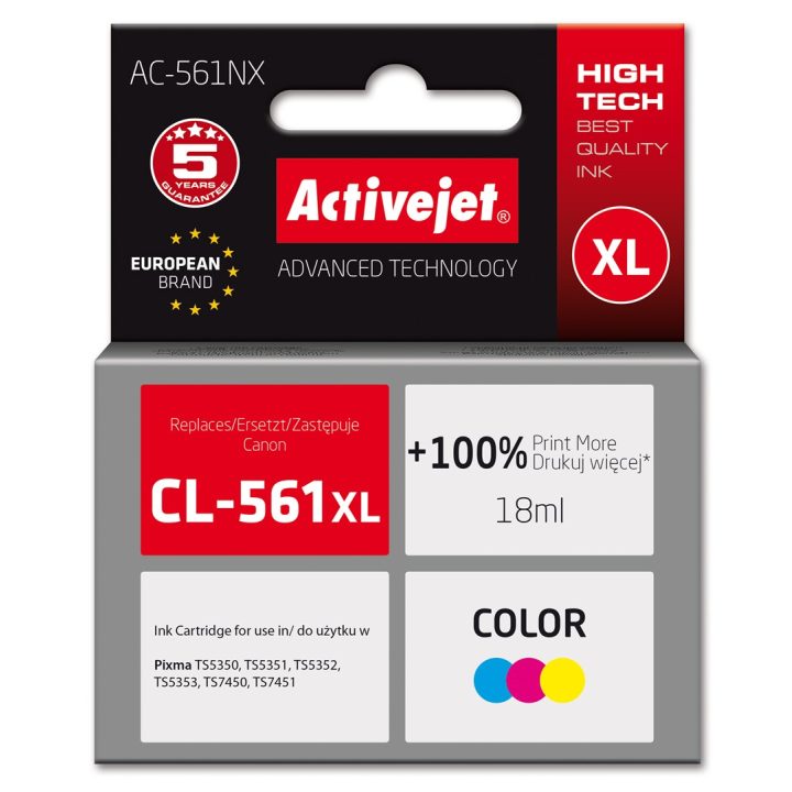 Activejet AC-561NX Ink (replacement for Canon CL-561XL Supreme 18 ml Color: Cyan Magenta Yellow)