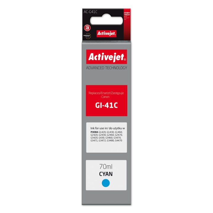 Activejet AC-G41C Ink Bottle (Replacement Canon GI-41C 4543C001 Supreme 70 ml Cyan)