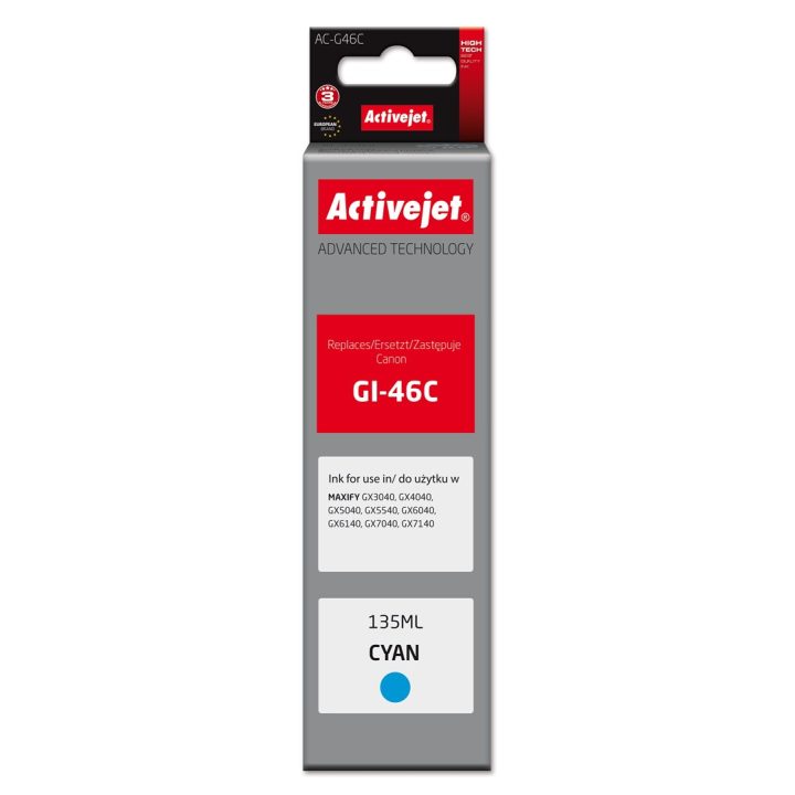 Activejet AC-G46C Ink cartridge for Canon printers replacement for Canon GI-46C Supreme 135 ml cyan