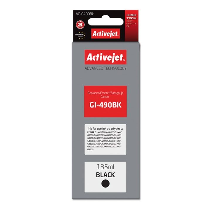 Activejet AC-G490Bk Ink (replacement for Canon GI-490BK Supreme 135 ml 6000 pages black)