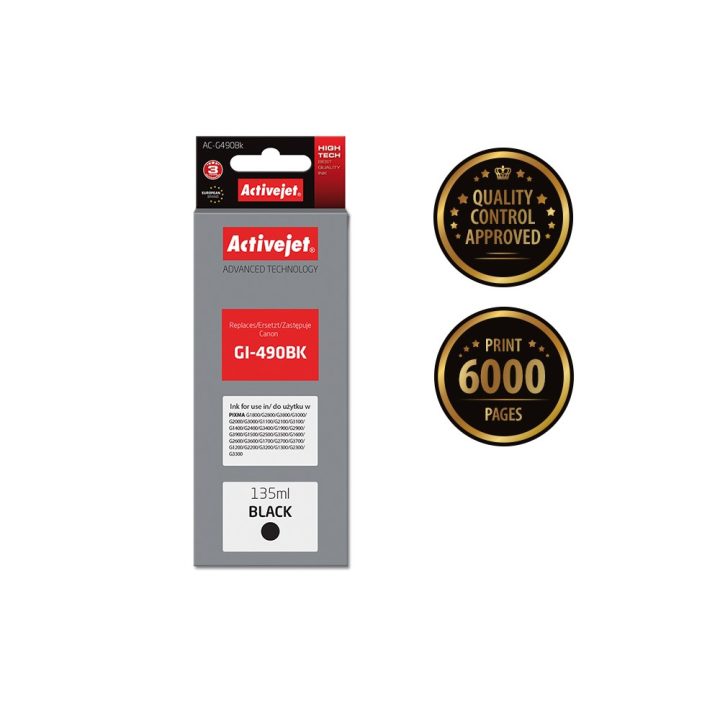 Activejet AC-G490Bk Ink (replacement for Canon GI-490BK Supreme 135 ml 6000 pages black)