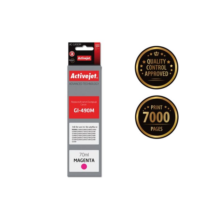 Activejet AC-G490M Ink cartridge (replacement for Canon GI-490M Supreme 70 ml 7000 pages magenta)