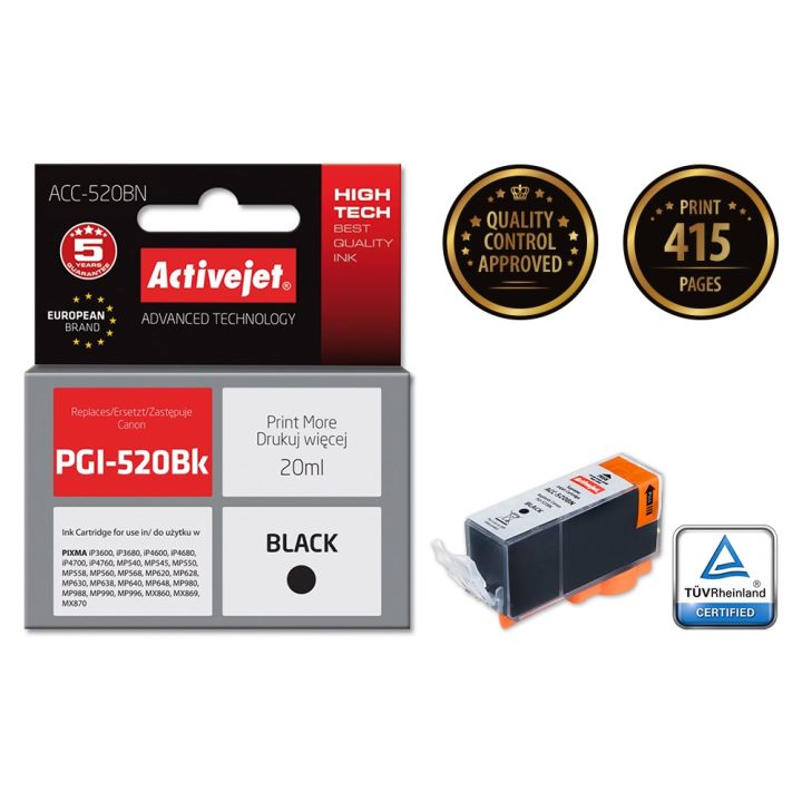 Activejet ACC-520BN Ink (replacement for Canon PGI-520BK Supreme 20 ml black)