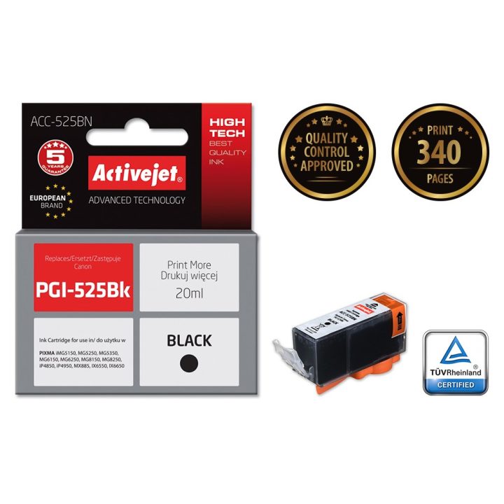 Activejet ACC-525BN Ink (replacement for Canon PGI-525PGBK Supreme 20 ml black)