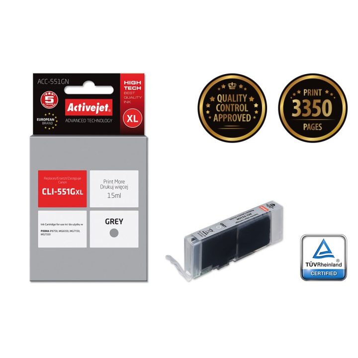 Activejet ACC-551GN Ink (replacement for Canon CLI-551G Supreme 15 ml gray)