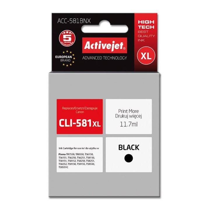 Activejet ACC-581BNX ink (replacement for Canon CLI-581XLBk Supreme 11 70 ml black)
