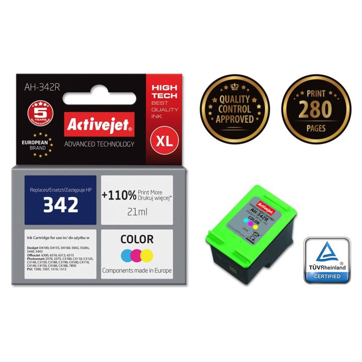 Activejet AH-342R Ink (replacement for HP 342 C9361EE Premium 21 ml color)